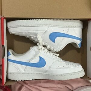 Women's White and Blue Sneakers